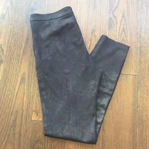 Black faux micro suede leggings (metallic wash)